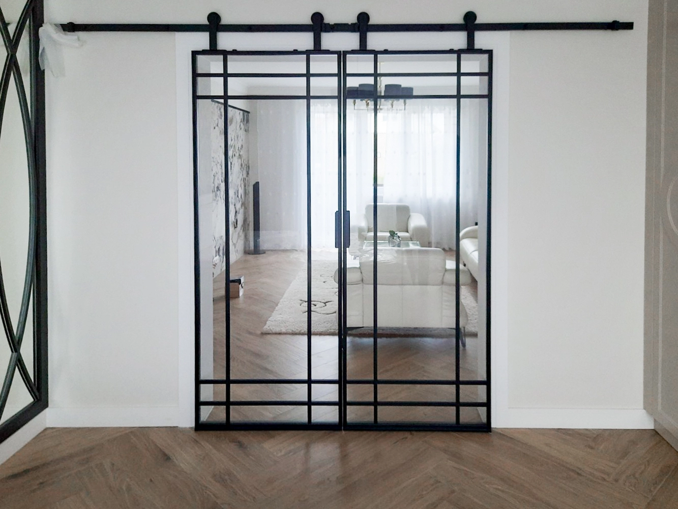 bedroom featuring crittall internal doors and a bright interior