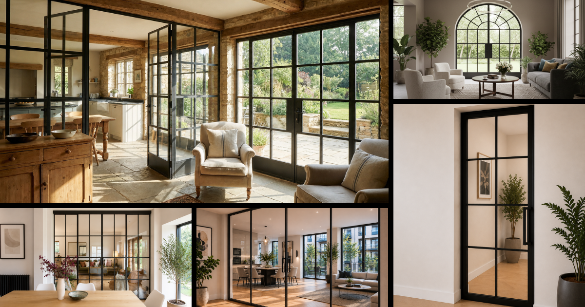 Montage of Charlton Kings Interiors recent projects to include a range of different internal and external door options